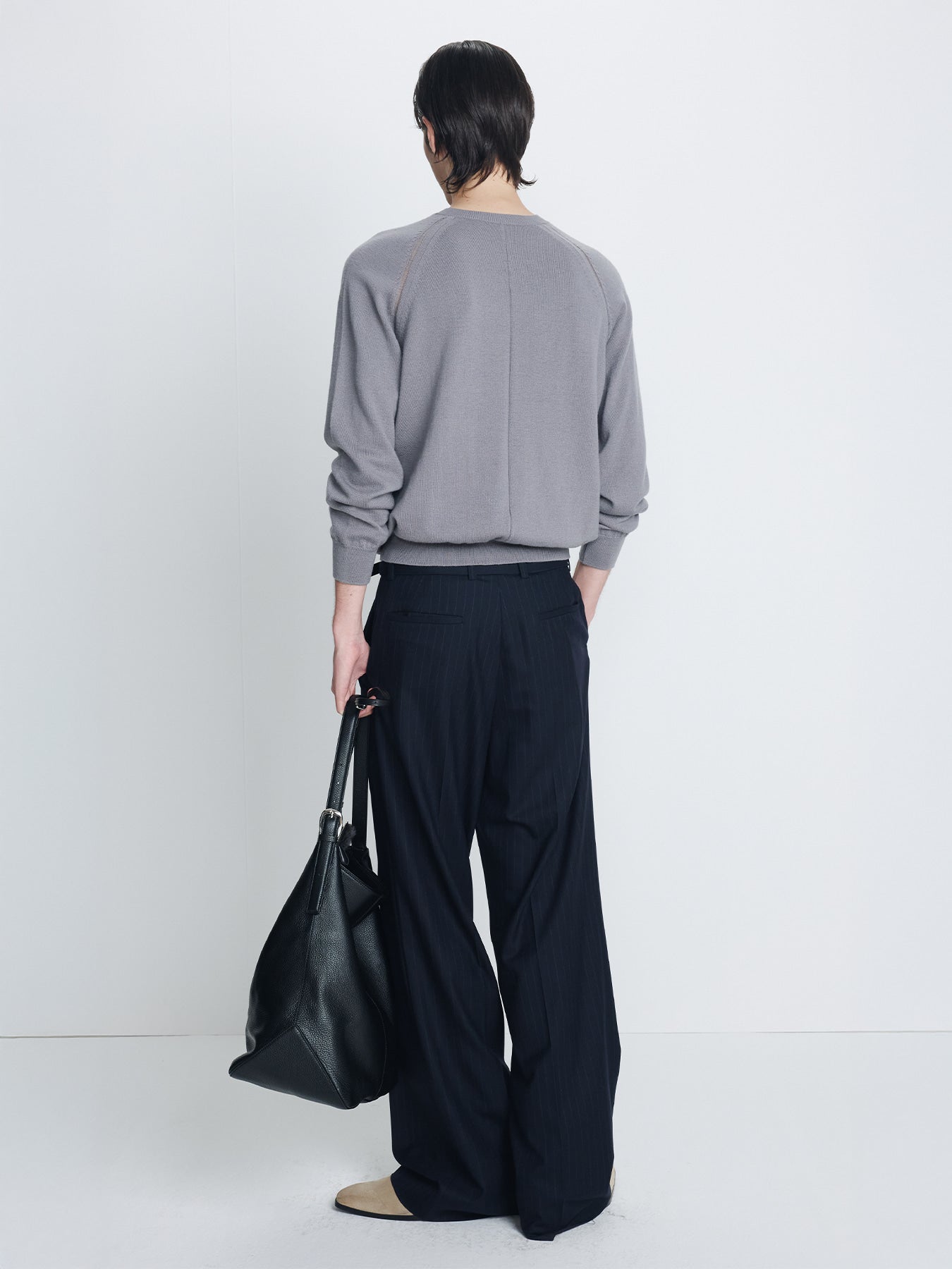 Tonywack - Super Fine Merino Wool Distressed V- Neck Knit (Steel Grey) product image 4 | TRAB K-Fashion Australia
