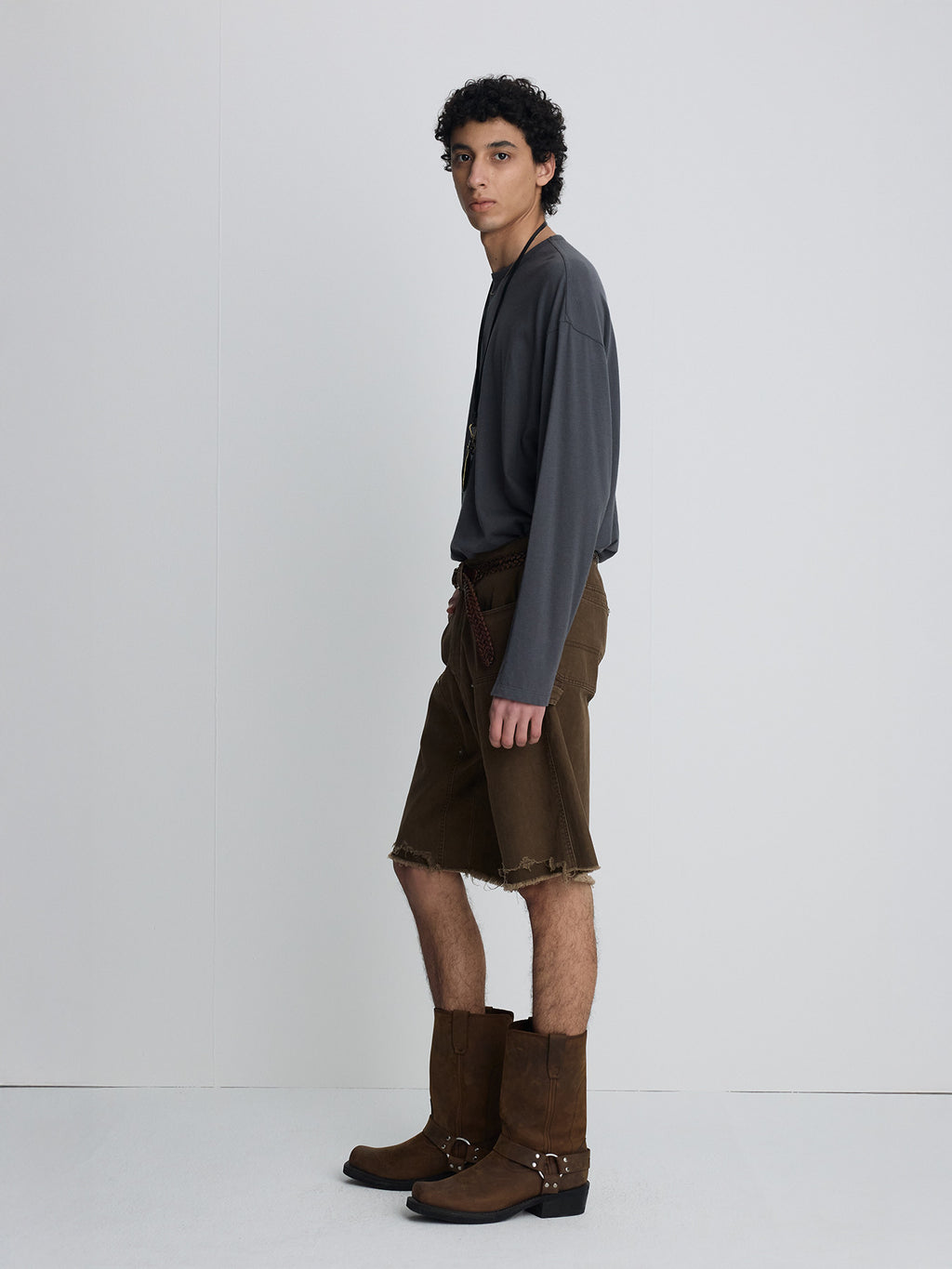 Tonywack - Hand Distressed Hbt Double Knee Shorts (Faded Brown) product image 4 | TRAB K-Fashion Australia