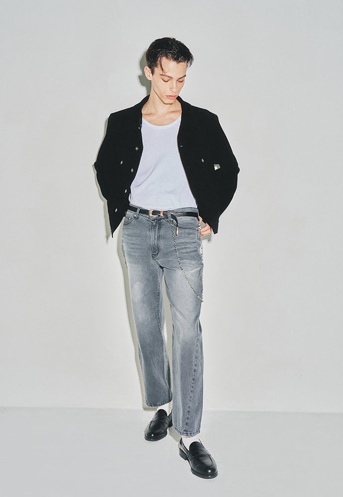 Tonywack - Twist-Cut Denim Jeans (Washed Grey) product image 1 | TRAB K-Fashion Australia