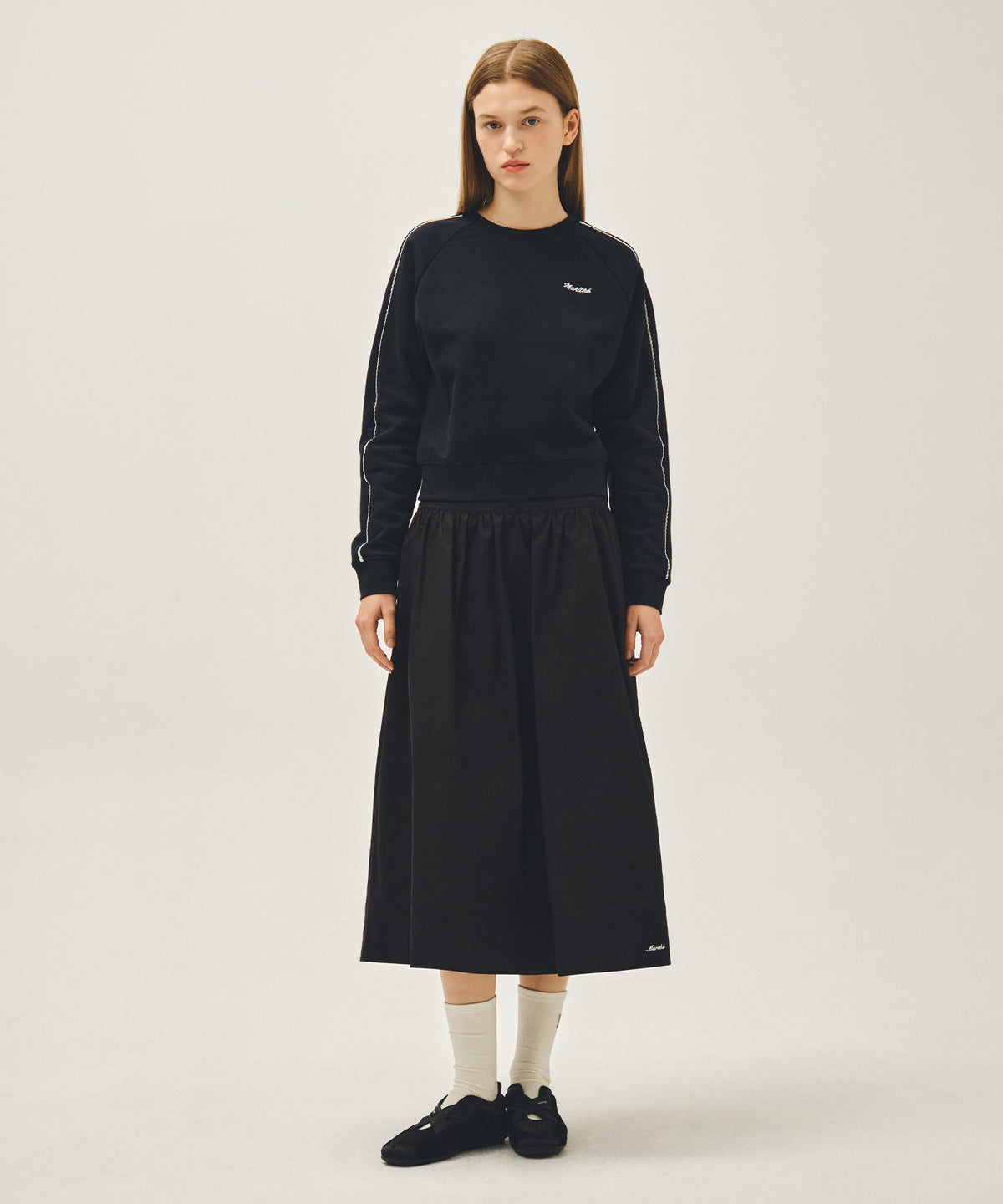 Marithe & Francois Girbaud - Lace Detail Crop Sweatshirt (Navy) product image 5 | TRAB K-Fashion Australia