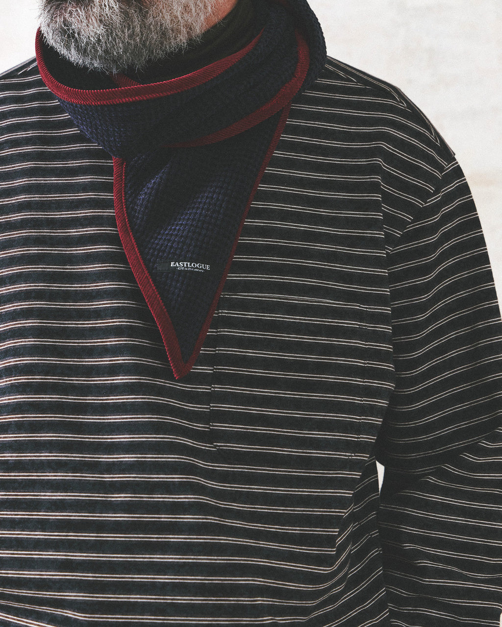 Eastlogue - Bleached Stripe Pocket L.s T-shirts (Navy & Brown Stripe) product image 3 | TRAB K-Fashion Australia
