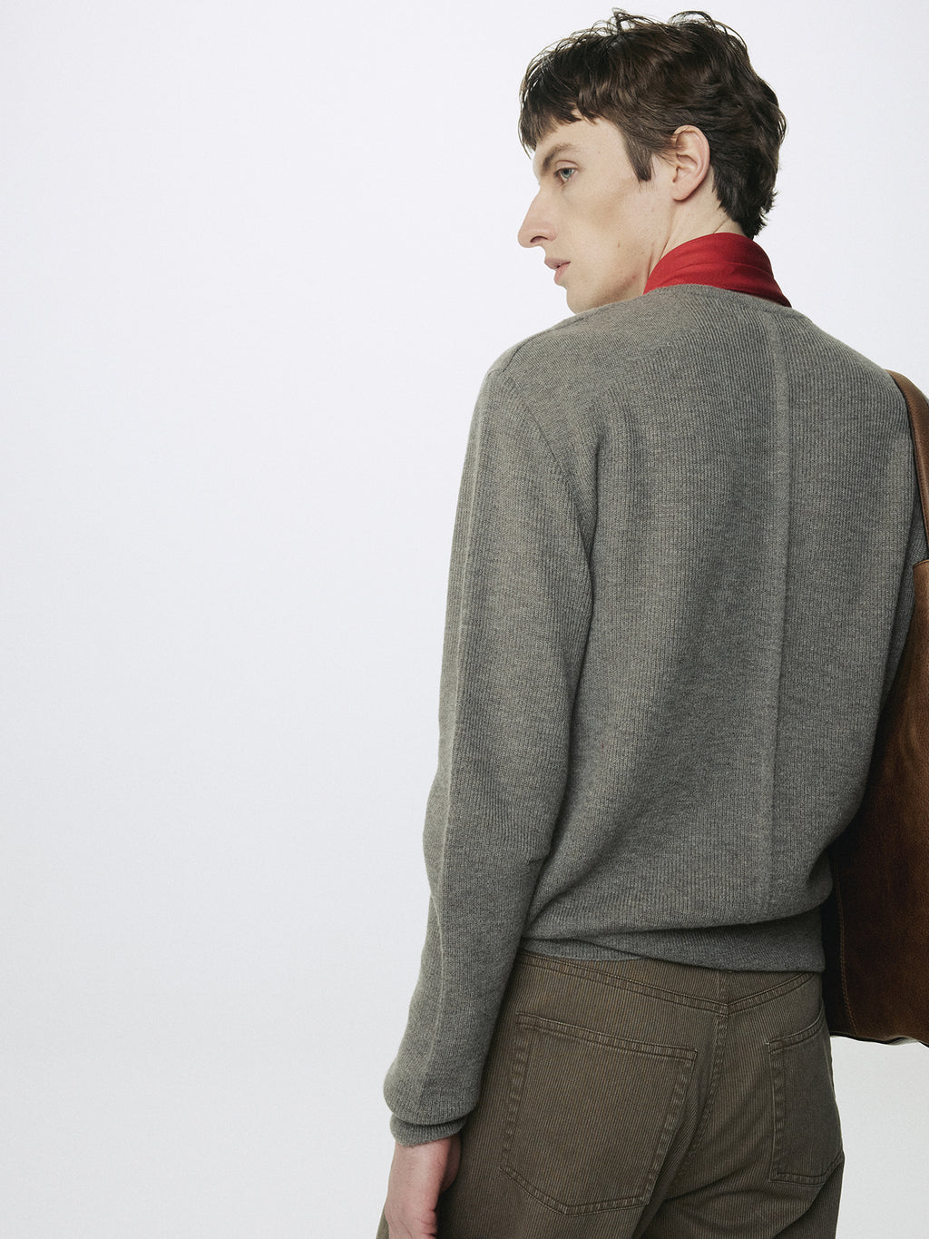 Tonywack - Super Fine Wool Commando V-Neck Knit (Taupe Melange) product image 7 | TRAB K-Fashion Australia