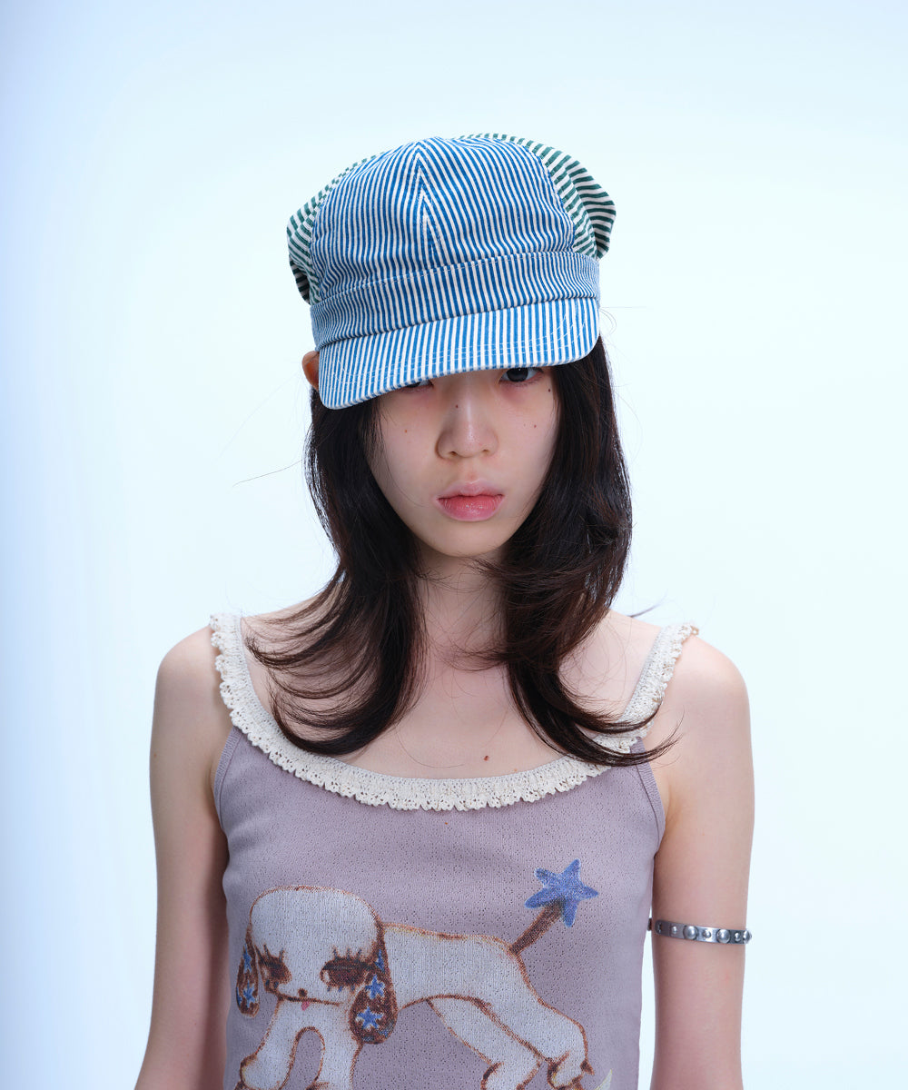 Coyseio - Striped Pintuck Puff Cap (Green) product image 5 | TRAB K-Fashion Australia