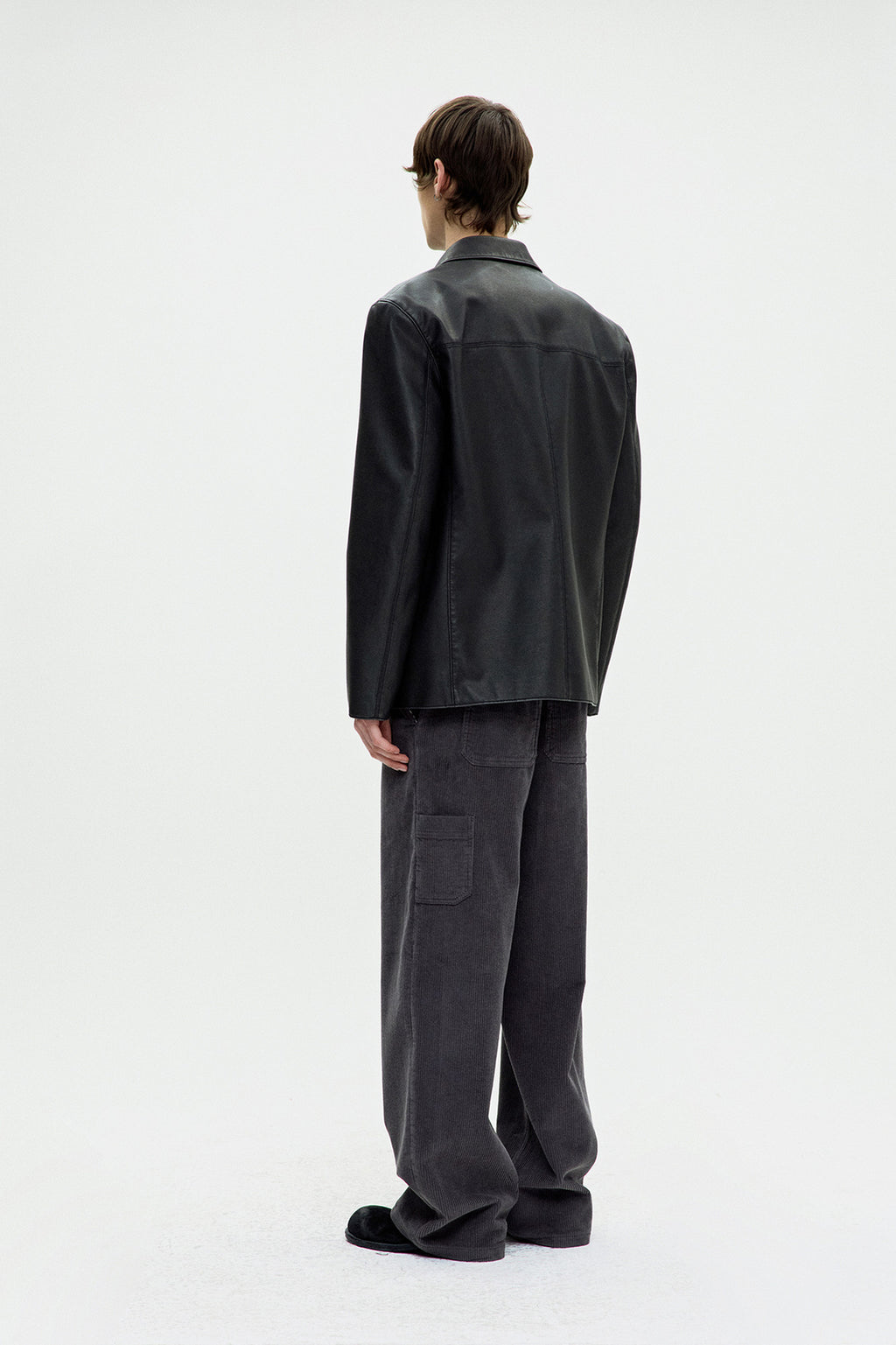 Coor - Washed Fake Leather Blazer (Washed Black) product image 4 | TRAB K-Fashion Australia