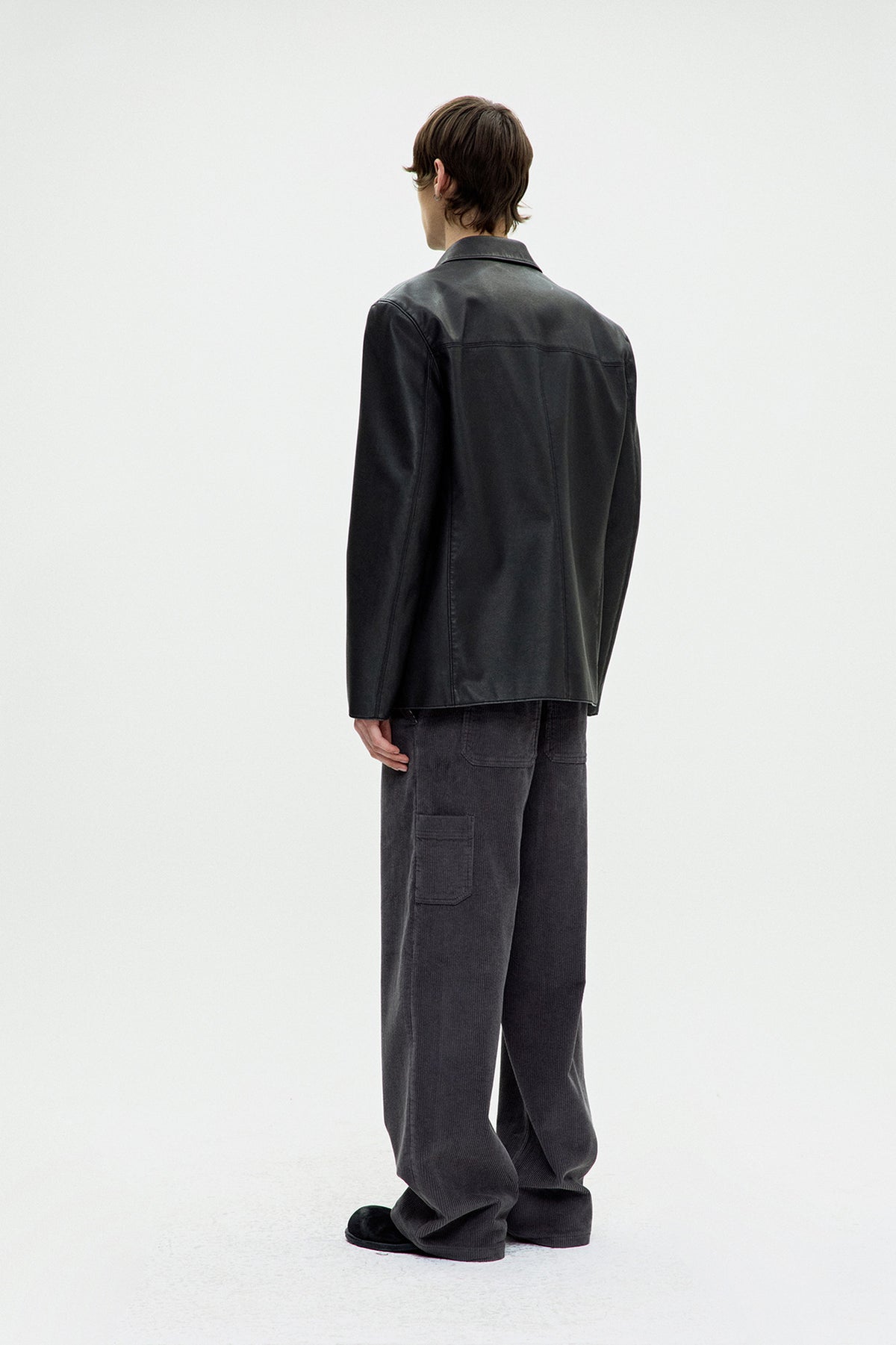 Coor - Washed Fake Leather Blazer (Washed Black) product image 4 | TRAB K-Fashion Australia
