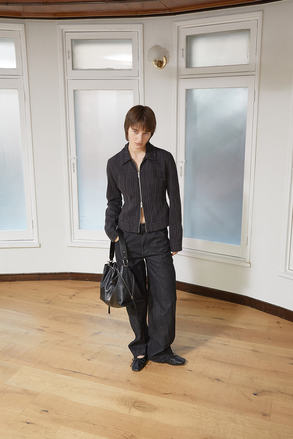 Matin Kim - Cut Out Slim Zip Up Jumper (Charcoal) product image 15 | TRAB K-Fashion Australia