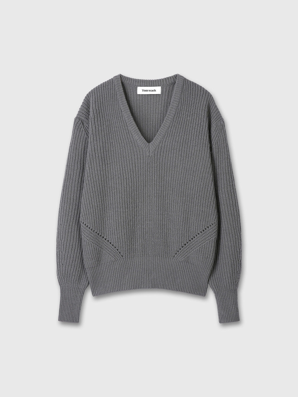 Tonywack - Merino Wool V-Neck Oversized Sweater (Grey) product image 8 | TRAB K-Fashion Australia