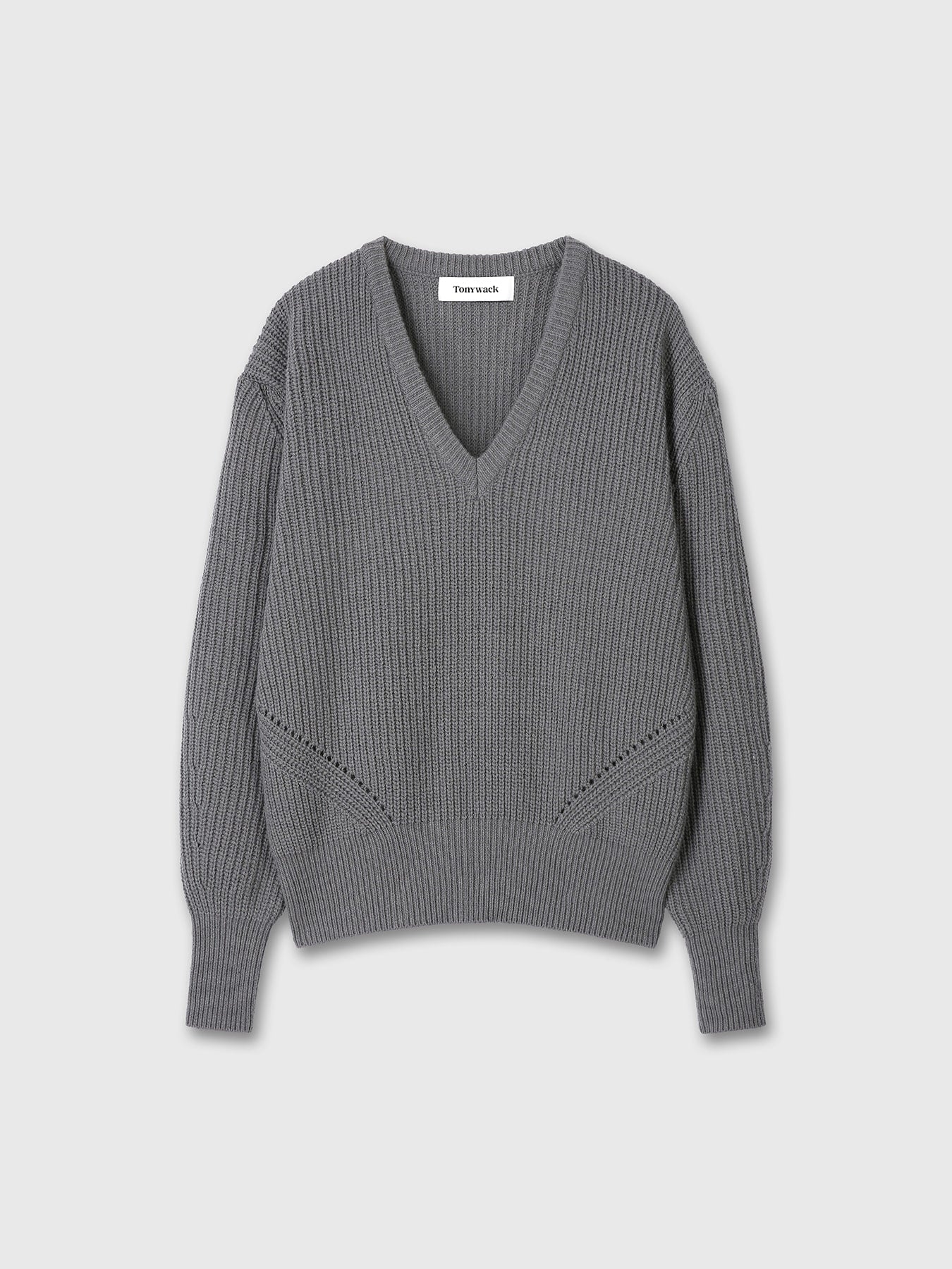 Tonywack - Merino Wool V-Neck Oversized Sweater (Grey) product image 8 | TRAB K-Fashion Australia
