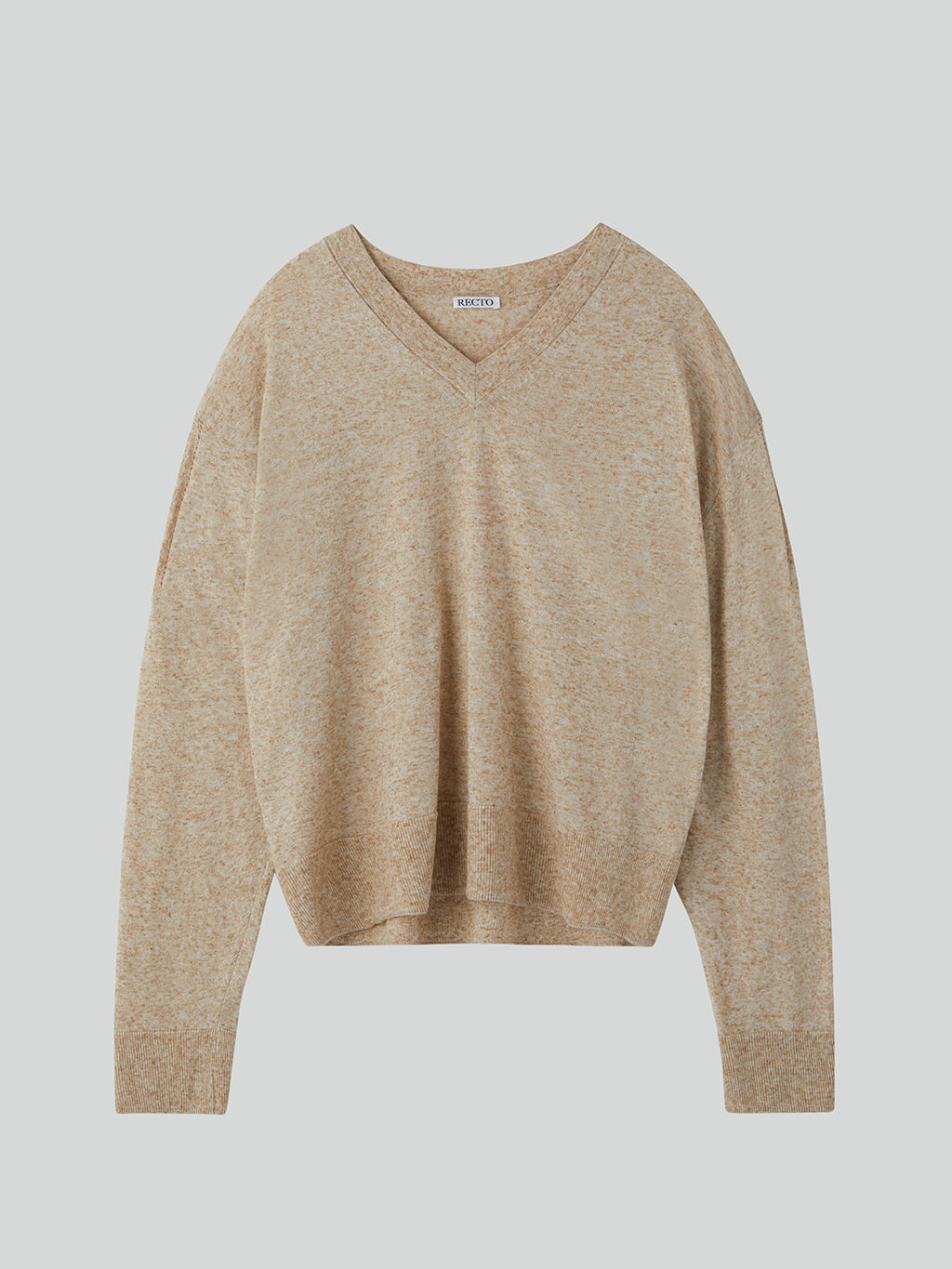 Recto - Melange V-Neck Loose Knit Top (Oatmeal) product image 5 | TRAB K-Fashion Australia