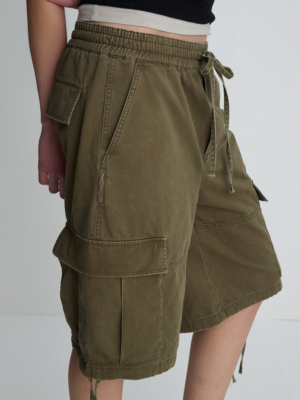 Tonywack - Garment-Washed Cargo Shorts (Olive) product image 5 | TRAB K-Fashion Australia