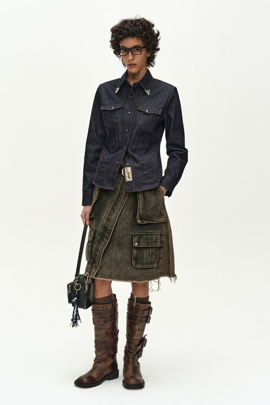 Andersson Bell - Western Patched Shirt (indigo) (Indigo) product image 3 | TRAB K-Fashion Australia