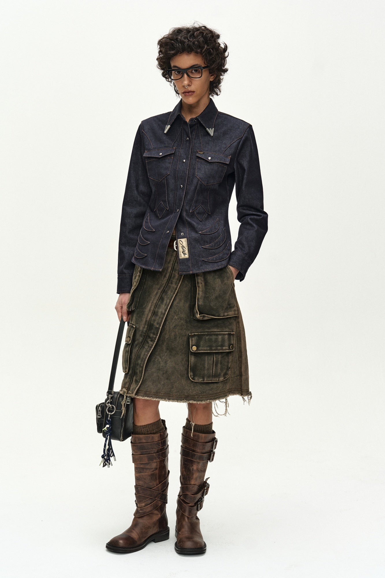 Andersson Bell - Western Patched Shirt (indigo) (Indigo) product image 3 | TRAB K-Fashion Australia