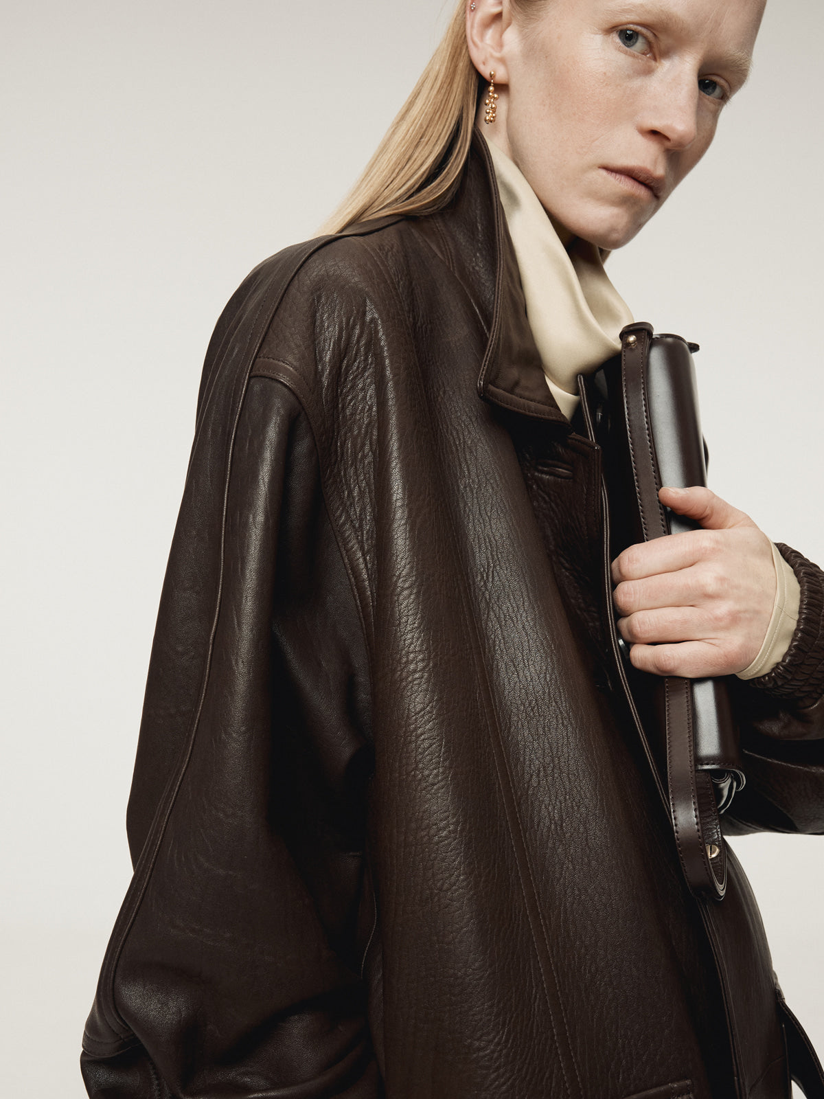 Recto - Oversized Leather Coat (Dark Brown) product image 9 | TRAB K-Fashion Australia