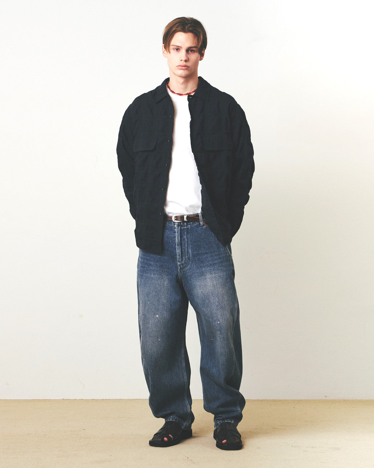 Eastlogue - Holiday Shirts (Navy Dot Embroidery) product image 1 | TRAB K-Fashion Australia