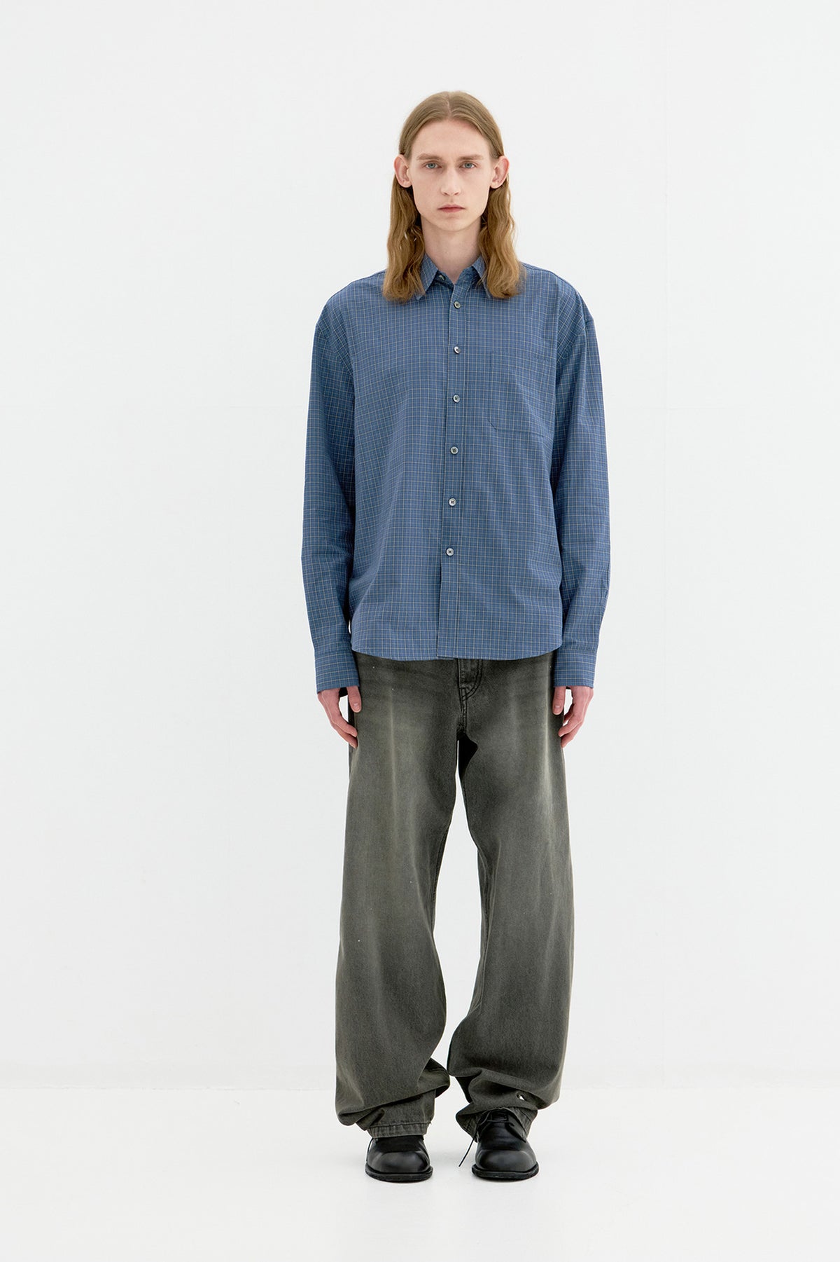 Coor - Windowpane Check Shirt (Blue) product image 2 | TRAB K-Fashion Australia