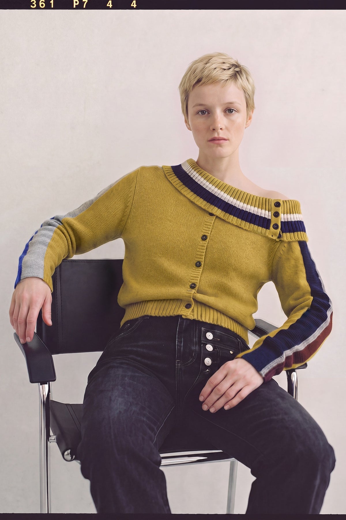 Andersson Bell - Draped Shawl Knit Top (Yellow) product image 1 | TRAB K-Fashion Australia