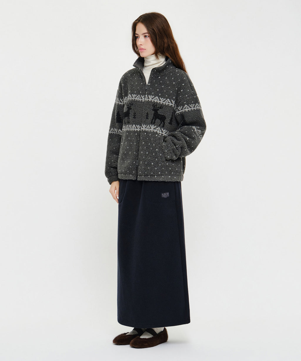 Marithe & Francois Girbaud - Classic Logo Long Fleece Skirt (Dark Navy) product image 5 | TRAB K-Fashion Australia