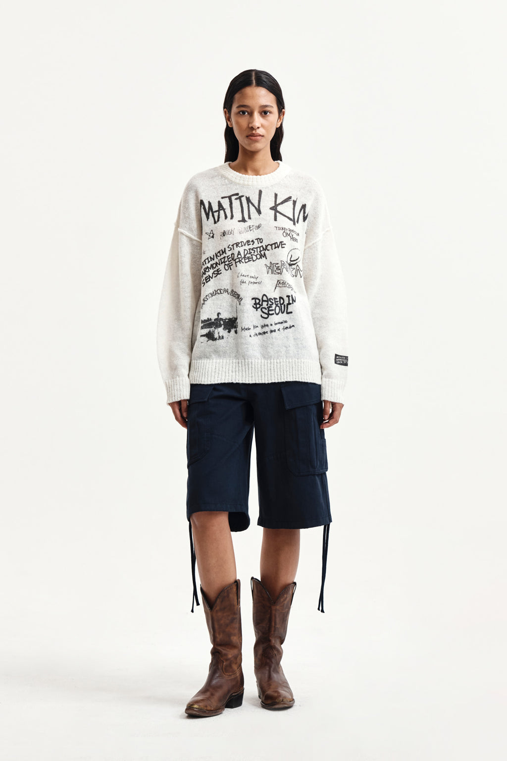 Matin Kim - Graffiti Artwork Knit Pullover (Ivory) product image 8 | TRAB K-Fashion Australia