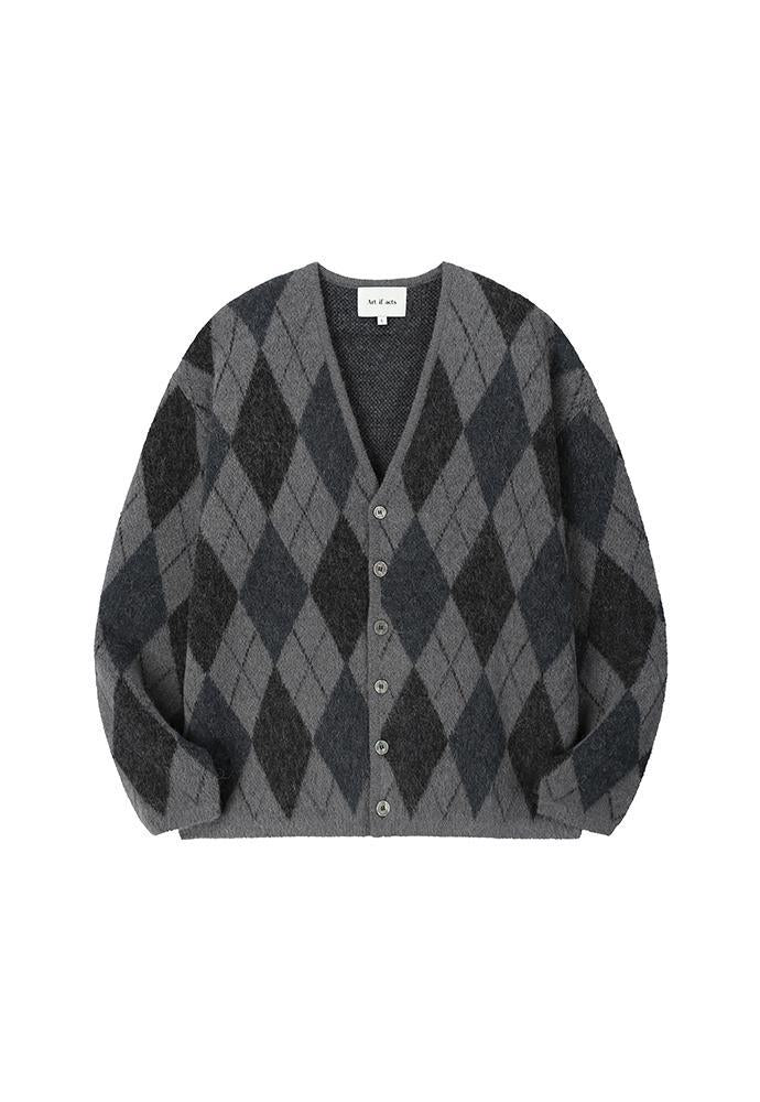 Art if acts - Mohair Argyle Cardigan (Charcoal) product image 6 | TRAB K-Fashion Australia