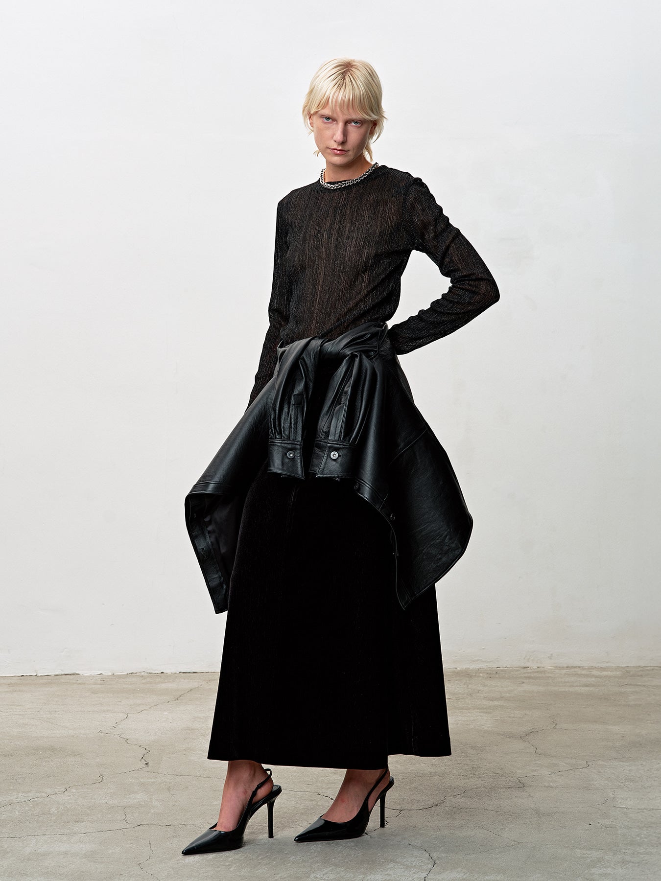 Tonywack - Metallic Thread Sheer Longsleeve (Black) product image 2 | TRAB K-Fashion Australia