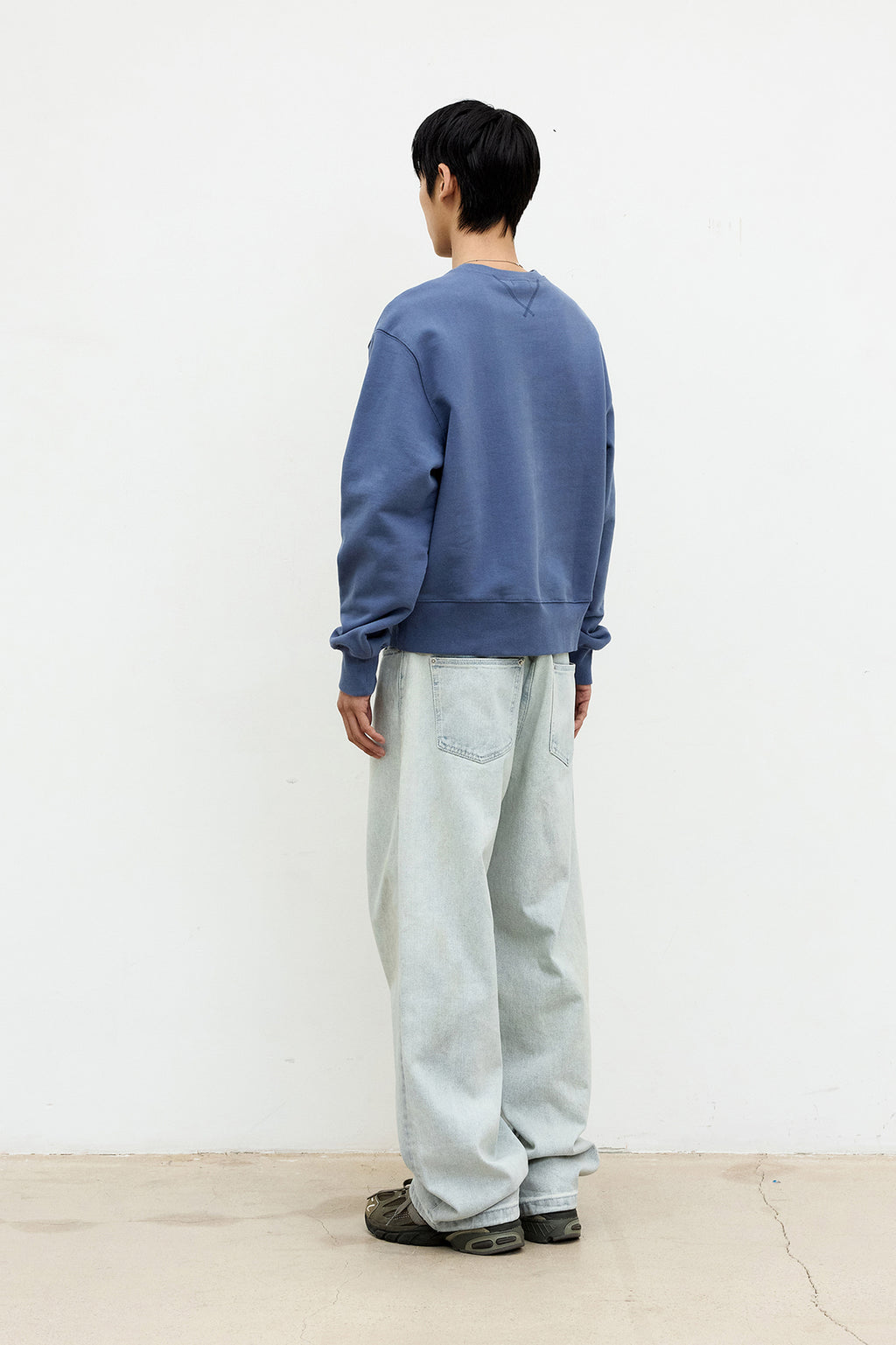Coor - V Stitch Short Sweat Shirt (Dusty Blue) product image 4 | TRAB K-Fashion Australia