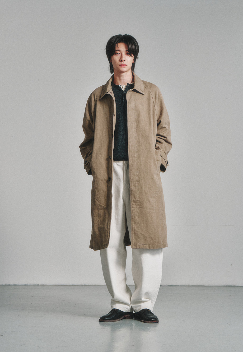 Art if acts - Garment Washed Bal Collar Coat (Cave) product image 2 | TRAB K-Fashion Australia