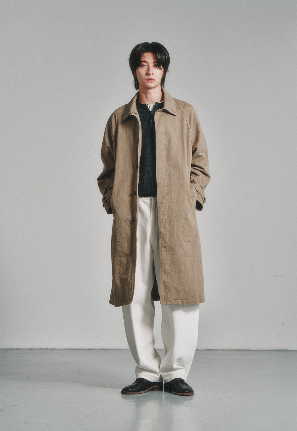 Art if acts - Garment Washed Bal Collar Coat (Cave) product image 2 | TRAB K-Fashion Australia