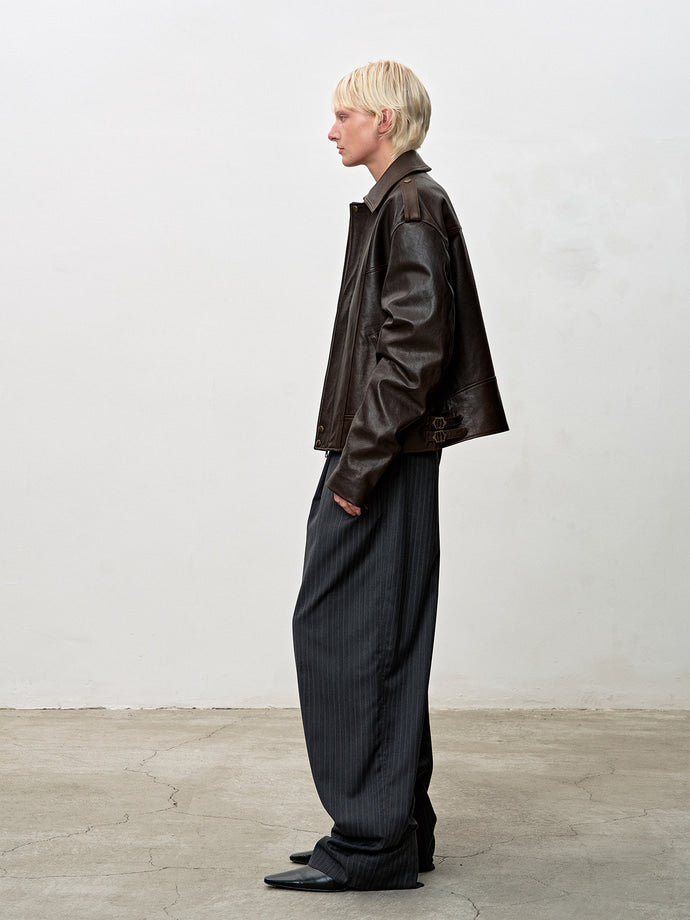 Tonywack - Oversized Vegetable Lamb Leather Jacket (Brown) product image 6 | TRAB K-Fashion Australia