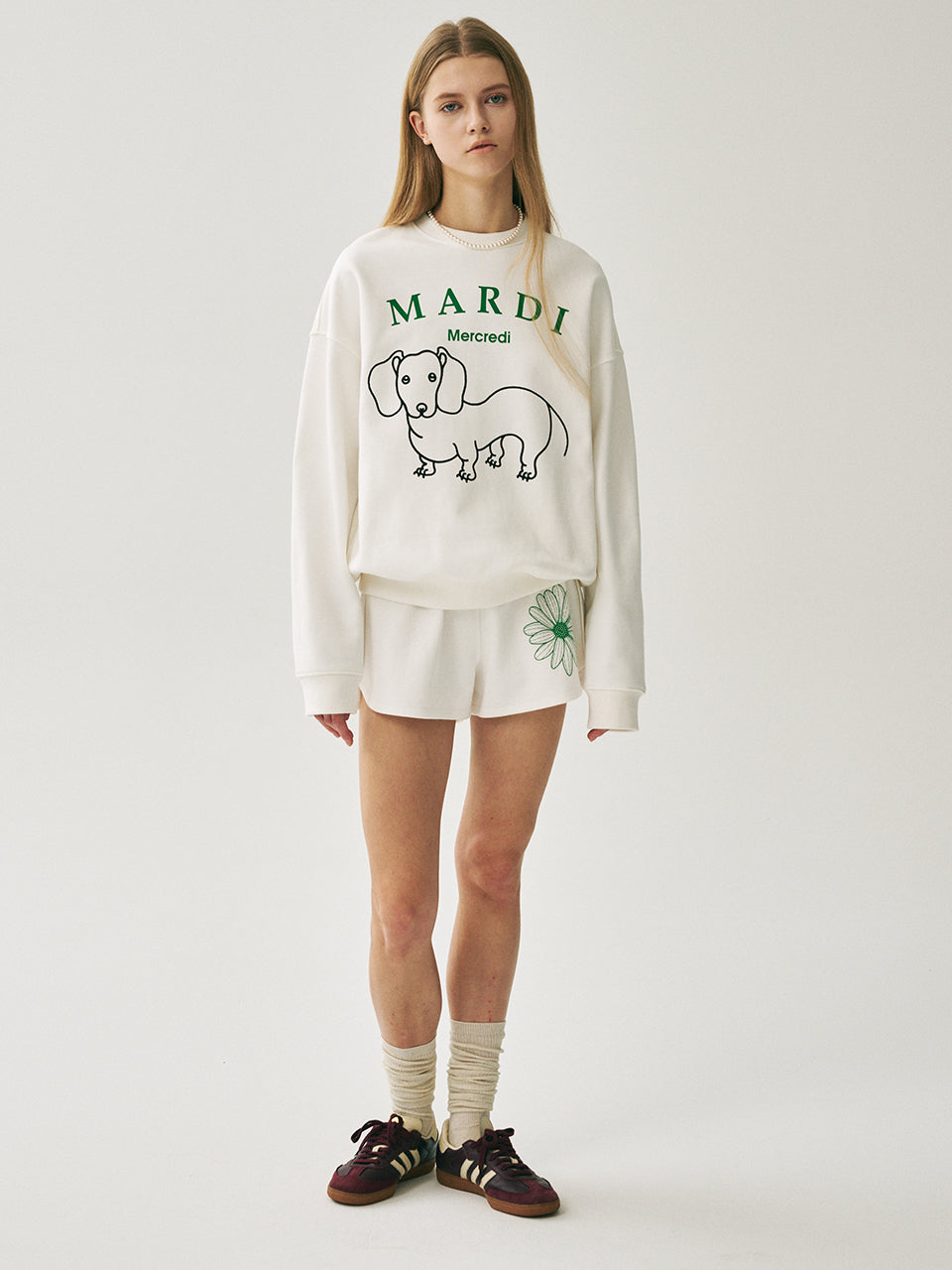 Mardi Mercredi - Sweatshirt Ddanji Ch.06 (White Green) product image 1 | TRAB K-Fashion Australia