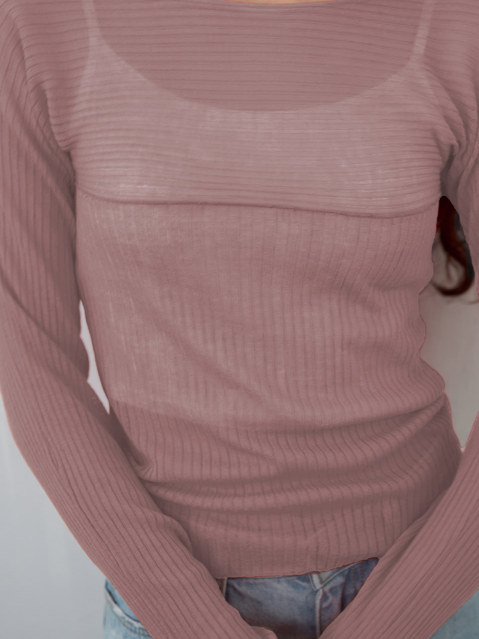Kijun - Sheer Boatneck Knit Dusty (Pink) product image 8 | TRAB K-Fashion Australia