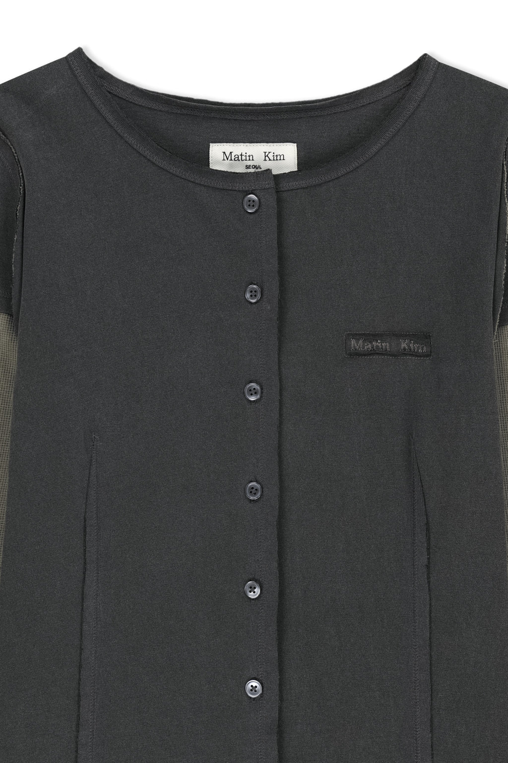 Matin Kim - Faded Color Block Layered Button Top (Charcoal) product image 3 | TRAB K-Fashion Australia