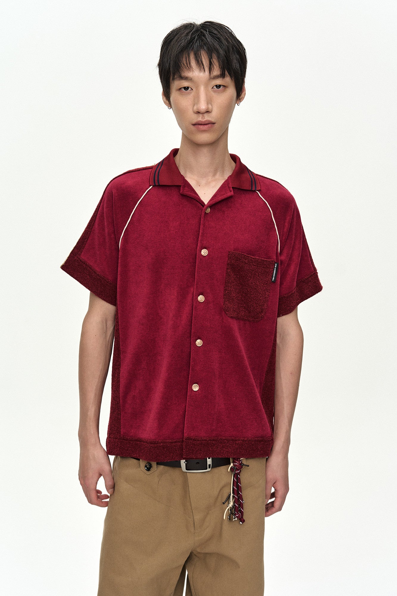 Andersson Bell - Lagos Terry Open Collar Shirt (Wine) product image 5 | TRAB K-Fashion Australia
