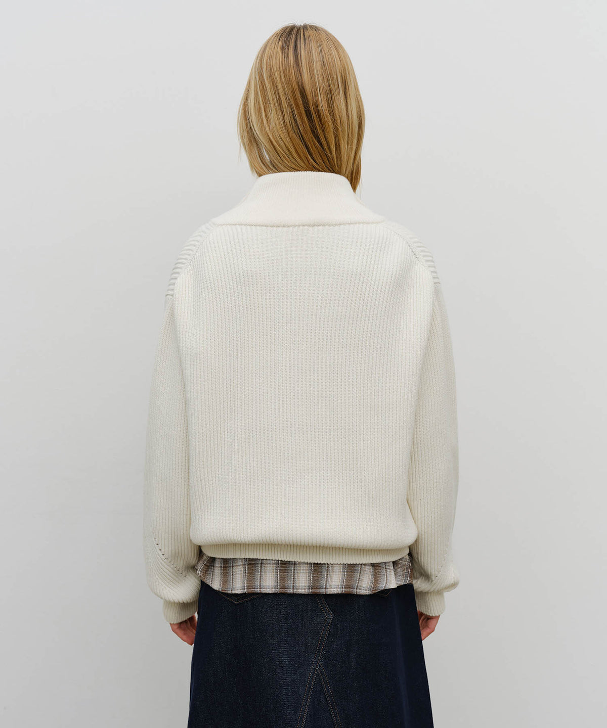 Marithe & Francois Girbaud - Half Neck Zipup Knit (Cream) product image 2 | TRAB K-Fashion Australia