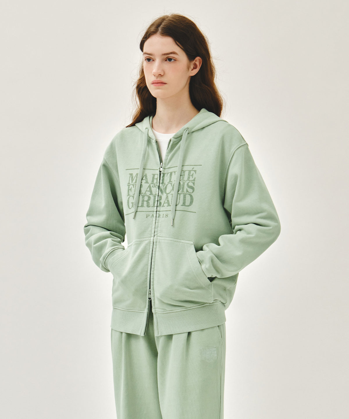 Marithe & Francois Girbaud - Classic Logo Dyeing Hoodie Zipup (Mint) product image 2 | TRAB K-Fashion Australia