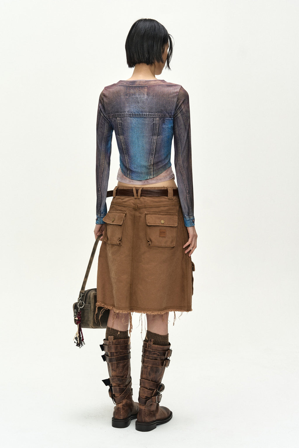 Andersson Bell - Trompe L'oeil Denim Layered Tattoo Top (brown) (Brown) product image 3 | TRAB K-Fashion Australia