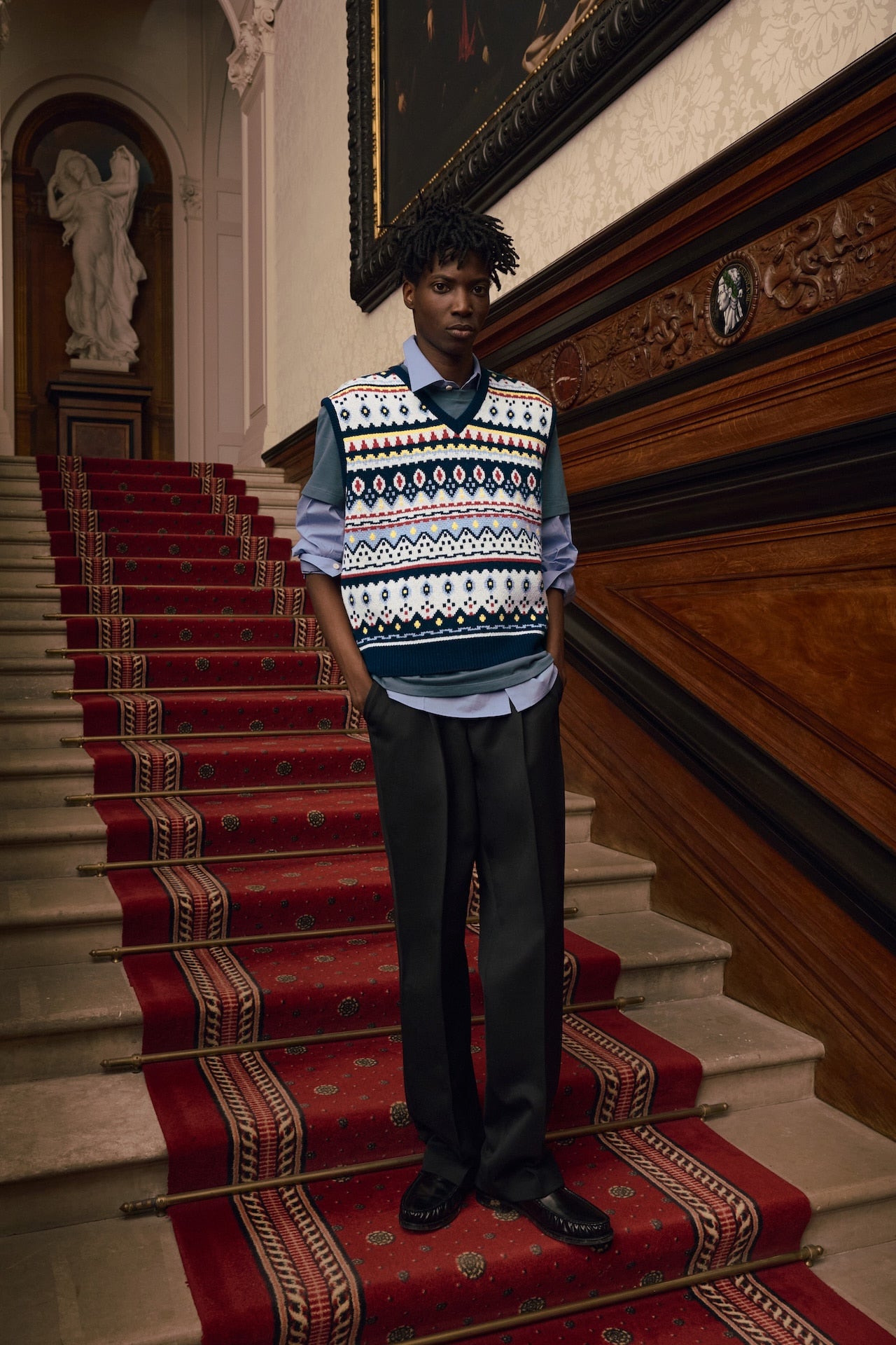 STU - Jacquard Sweater Vest (Navy) product image 10 | TRAB K-Fashion Australia