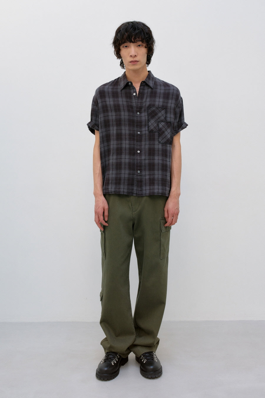 Insilence - Patch-dyed Half Shirt (Ash Brown) product image 1 | TRAB K-Fashion Australia