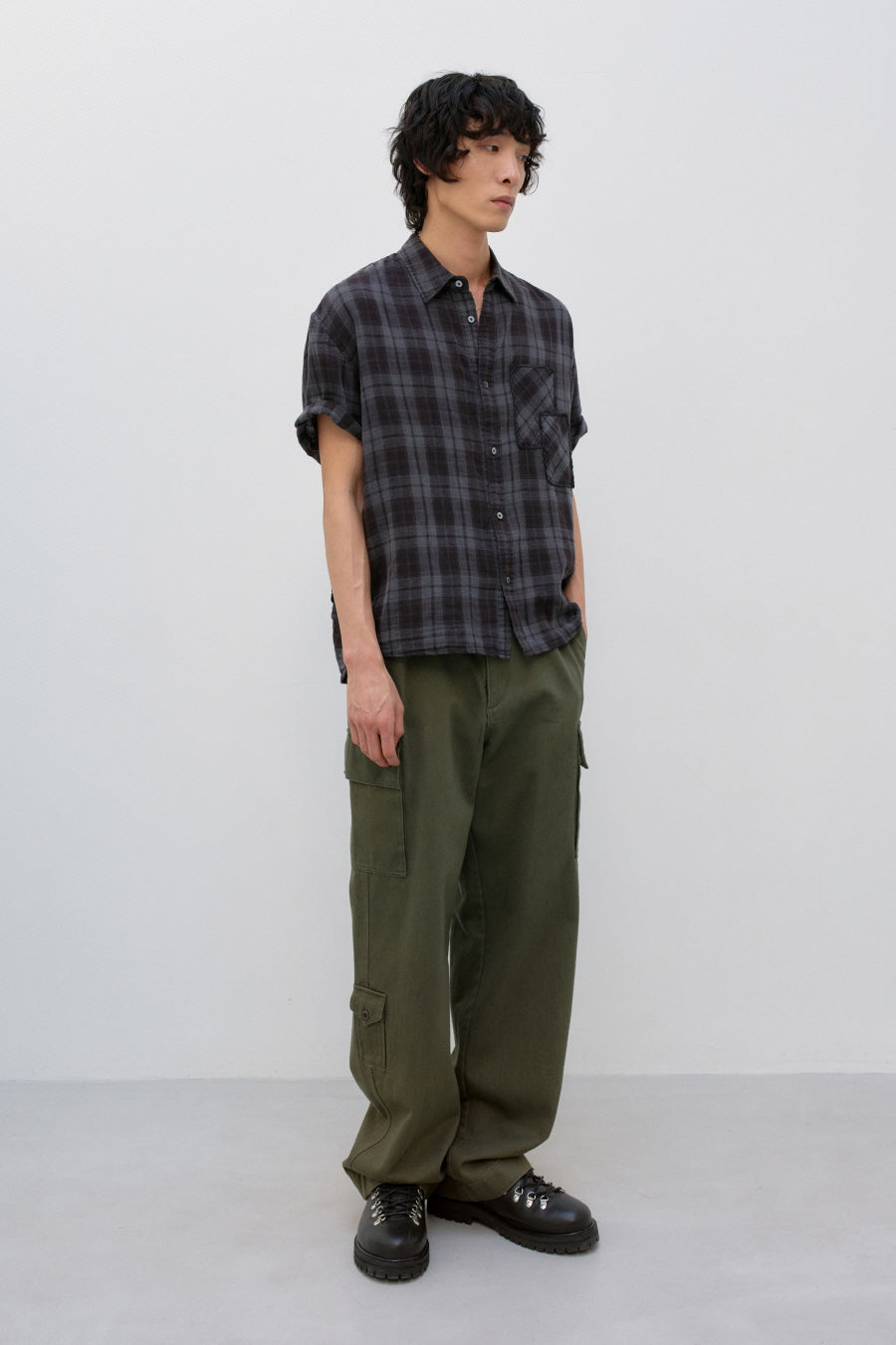 Insilence - Patch-dyed Half Shirt (Ash Brown) product image 4 | TRAB K-Fashion Australia