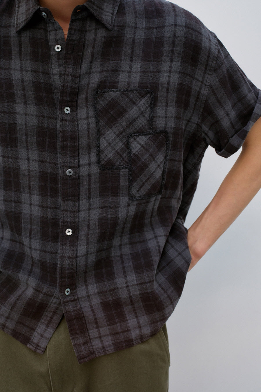 Insilence - Patch-dyed Half Shirt (Ash Brown) product image 5 | TRAB K-Fashion Australia