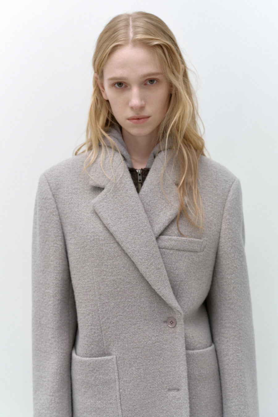 Insilence - Boucle Two-Way Jacket (Grey Beige) product image 1 | TRAB K-Fashion Australia