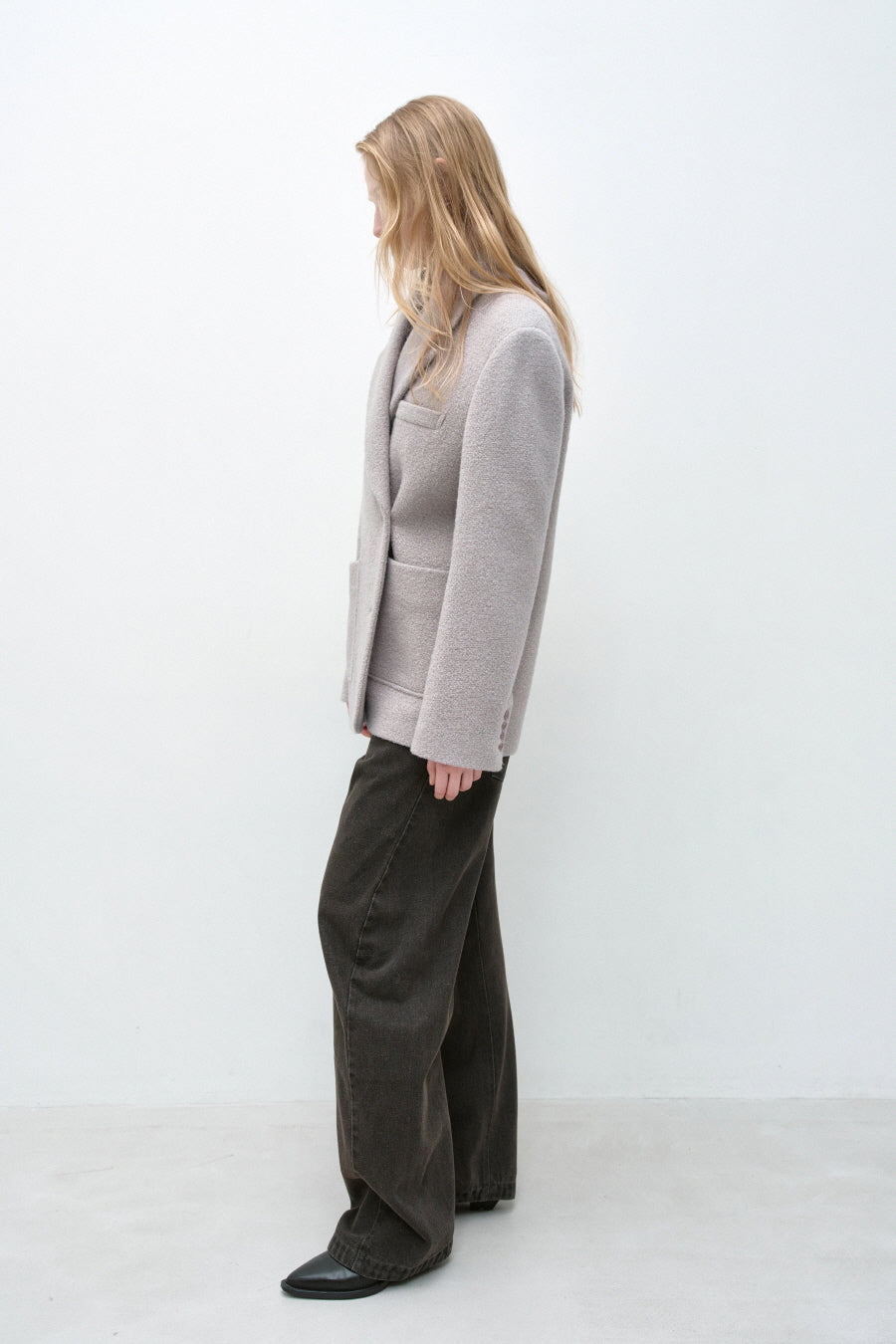 Insilence - Boucle Two-Way Jacket (Grey Beige) product image 4 | TRAB K-Fashion Australia
