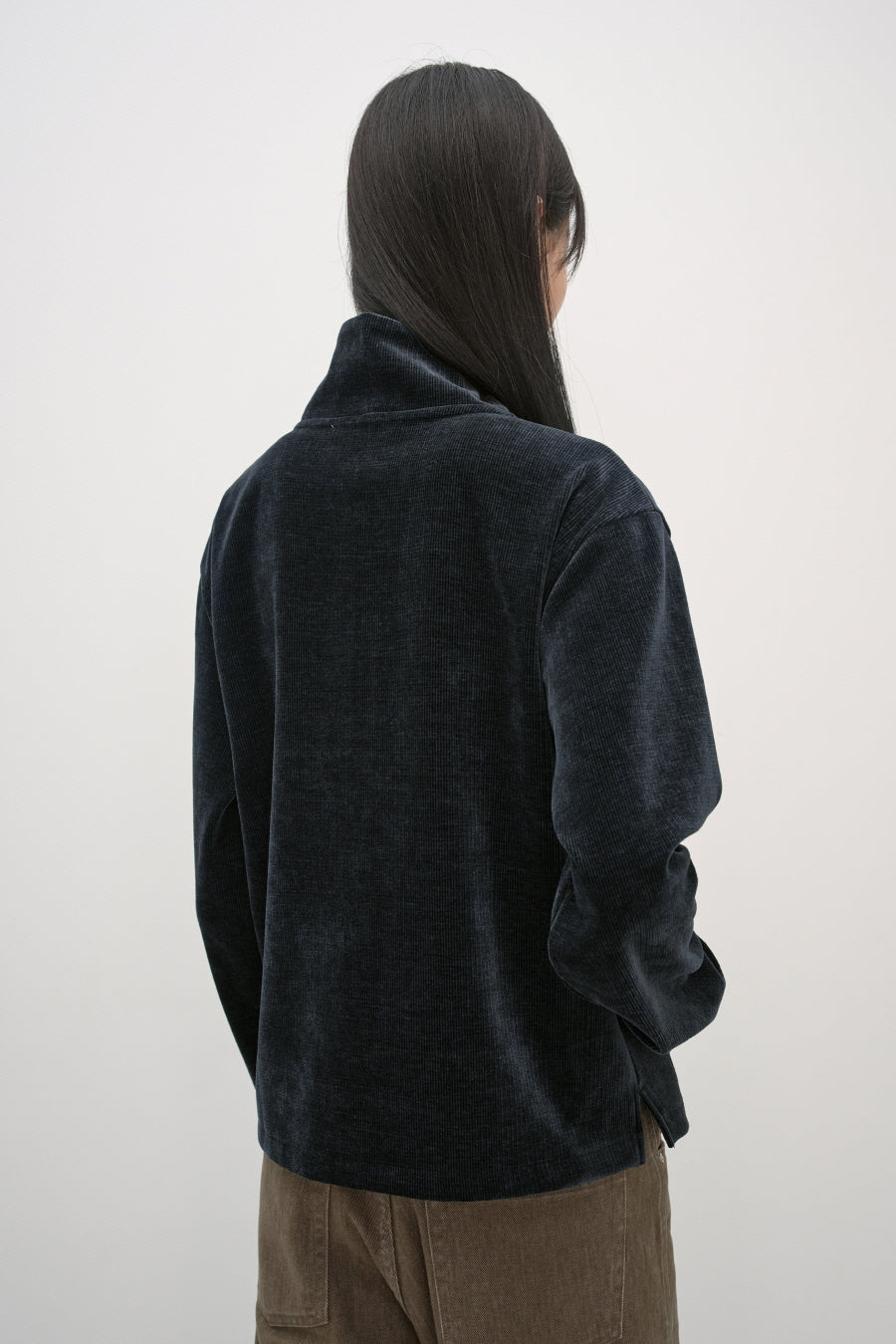 Insilence - Corduroy High-Neck Zip-Up (Ash Navy) product image 5 | TRAB K-Fashion Australia