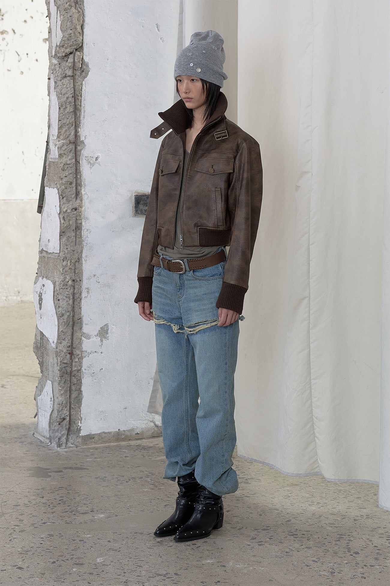 Deinet - Layered Semi Bootscut Denim Pants (Light Blue) product image 2 | TRAB K-Fashion Australia