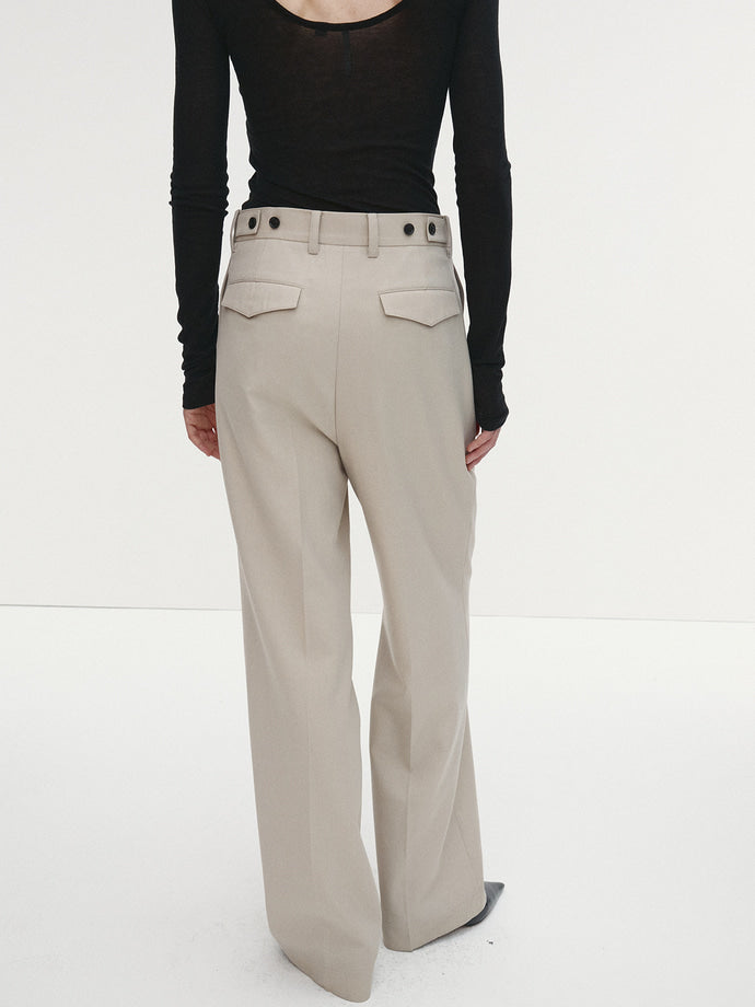 Tonywack - Wool Twill Pleated Tailored Trousers (Ivory) product image 5 | TRAB K-Fashion Australia