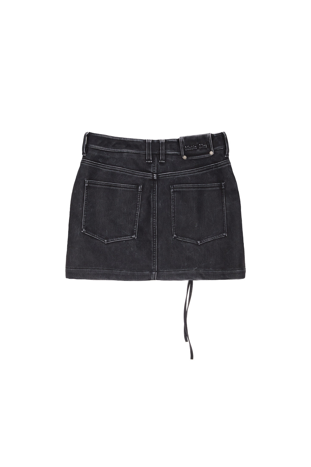 Matin Kim - Zipper Pocket Washed Leather Mini Skirt (Navy) product image 2 | TRAB K-Fashion Australia