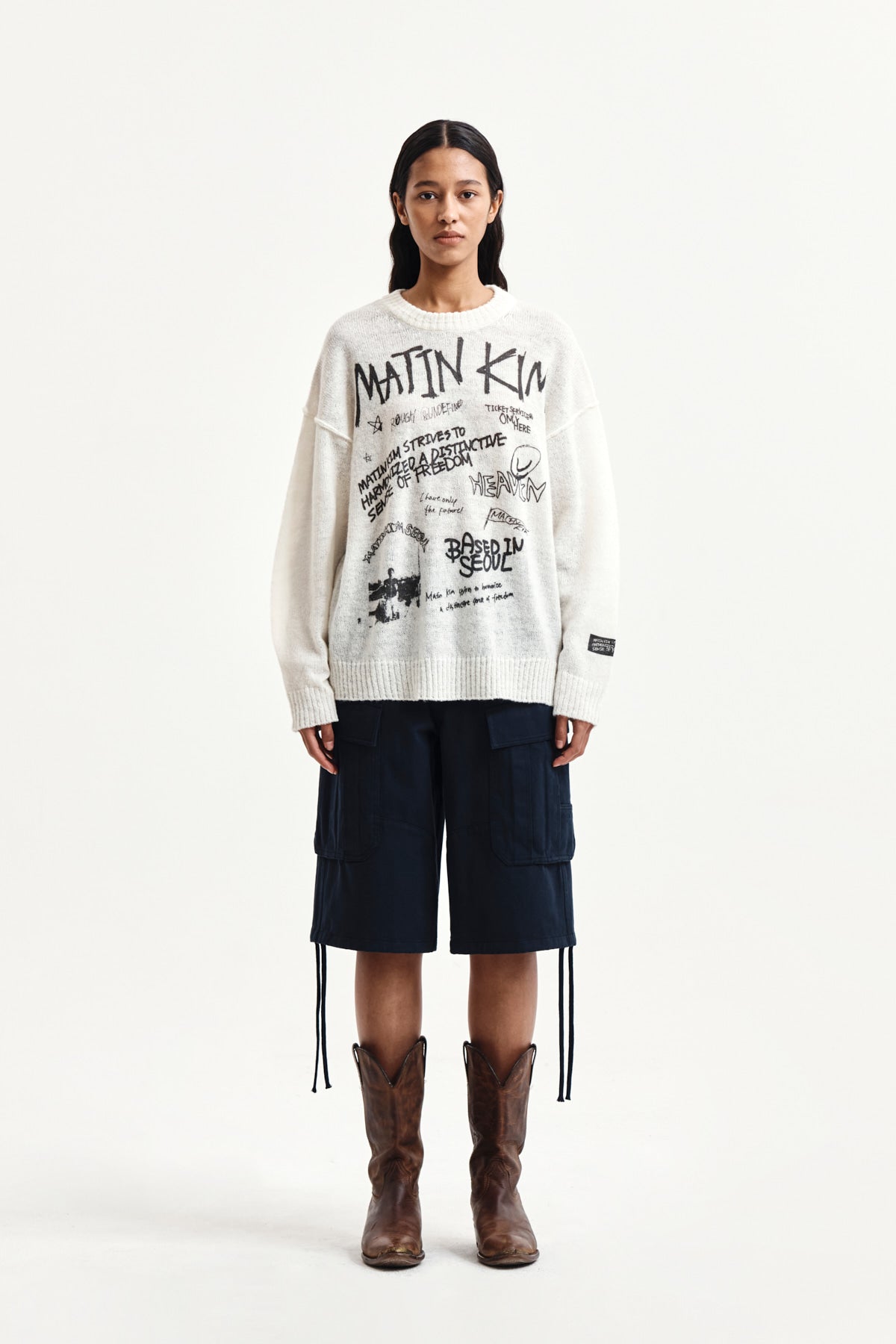 Matin Kim - Utility Cargo Bermuda Pants (Navy) product image 10 | TRAB K-Fashion Australia