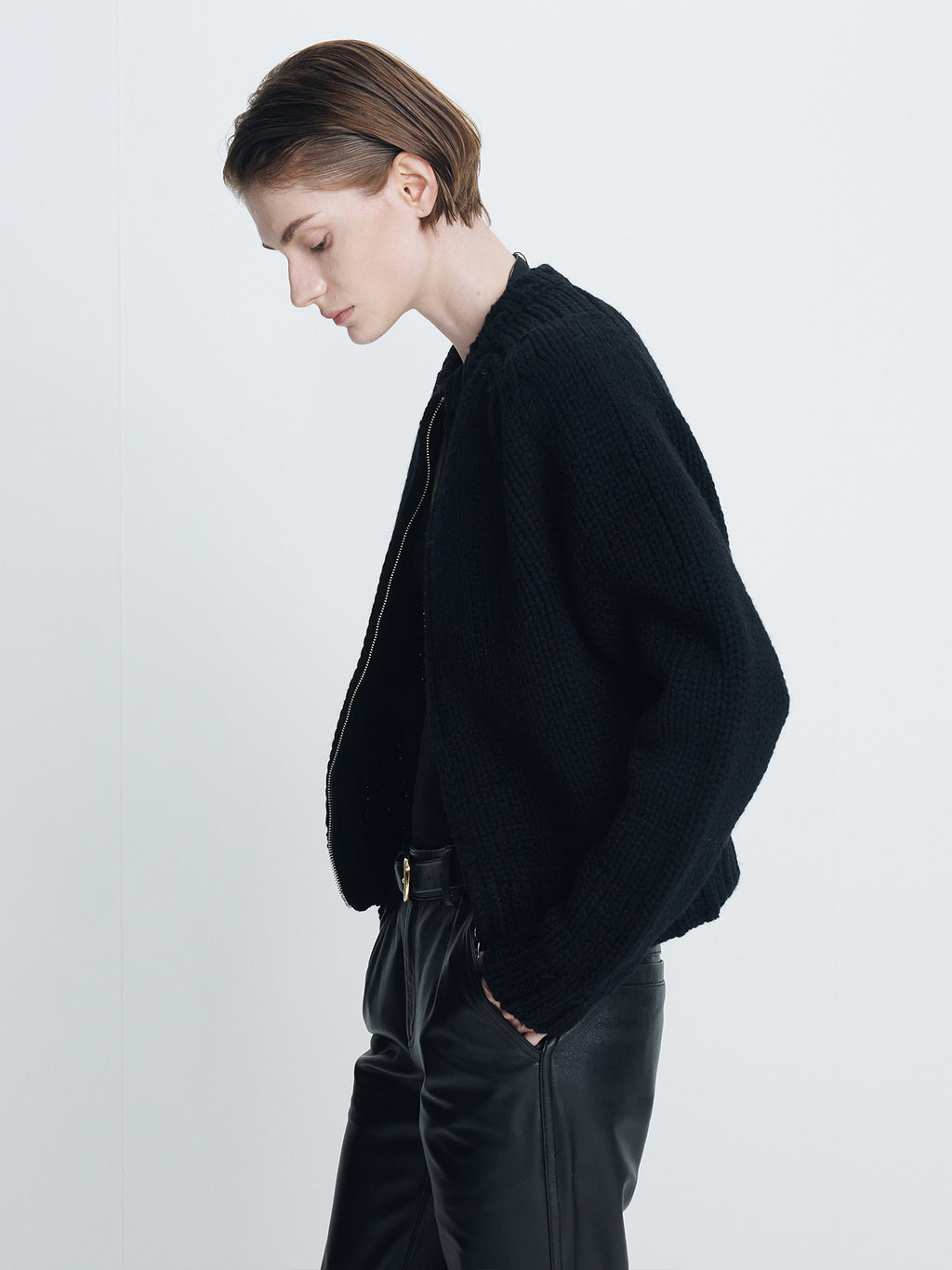 Tonywack - Shetland Wool Knitted Zip Blouson (Black) product image 5 | TRAB K-Fashion Australia