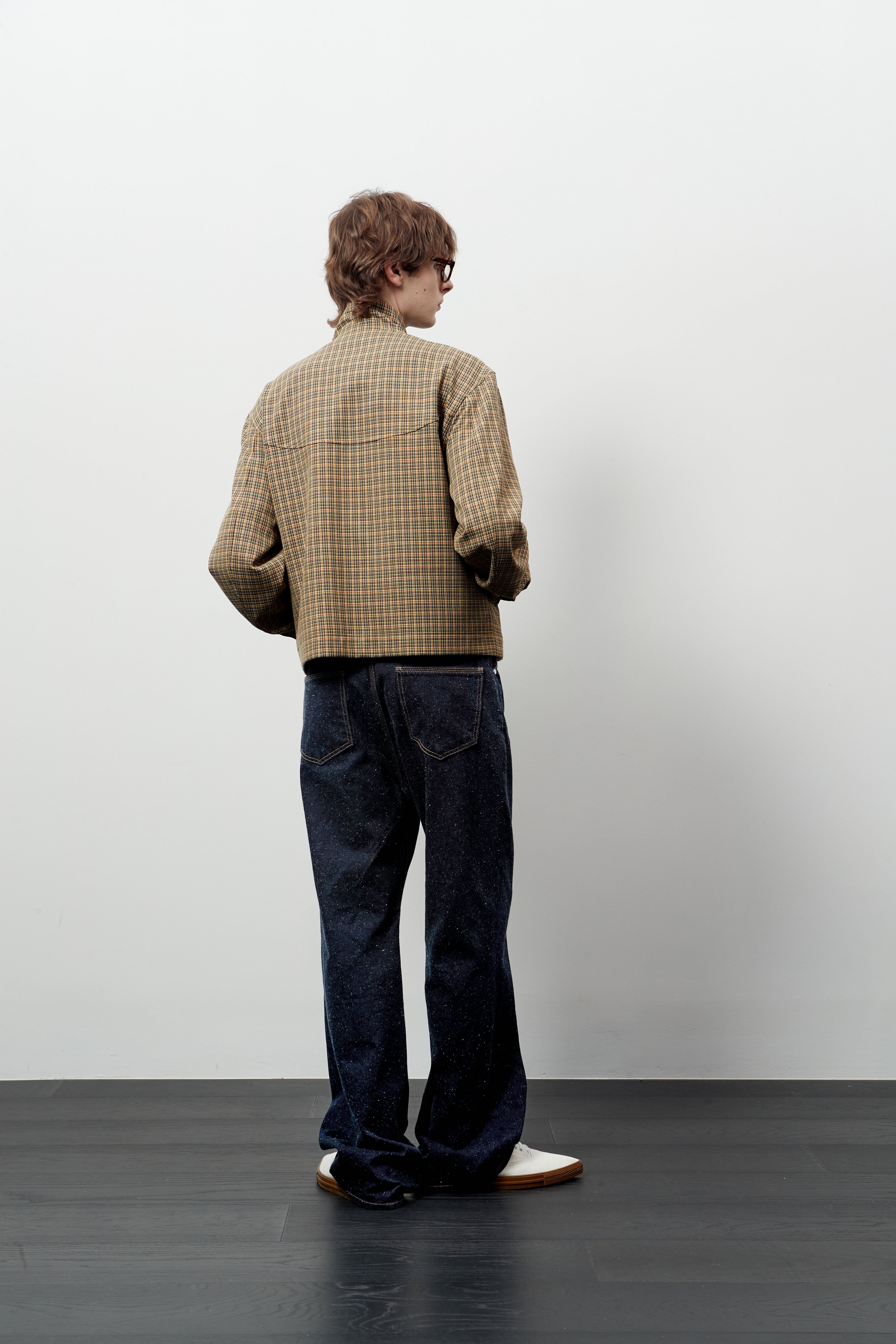 Stu - High Neck Crop Check Jacket Orange (Brown) product image 8 | TRAB K-Fashion Australia