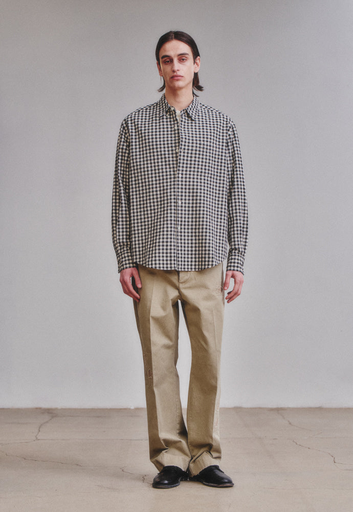 Art if acts - Gingham Check Oxford Shirt (Cream/Black) product image 3 | TRAB K-Fashion Australia