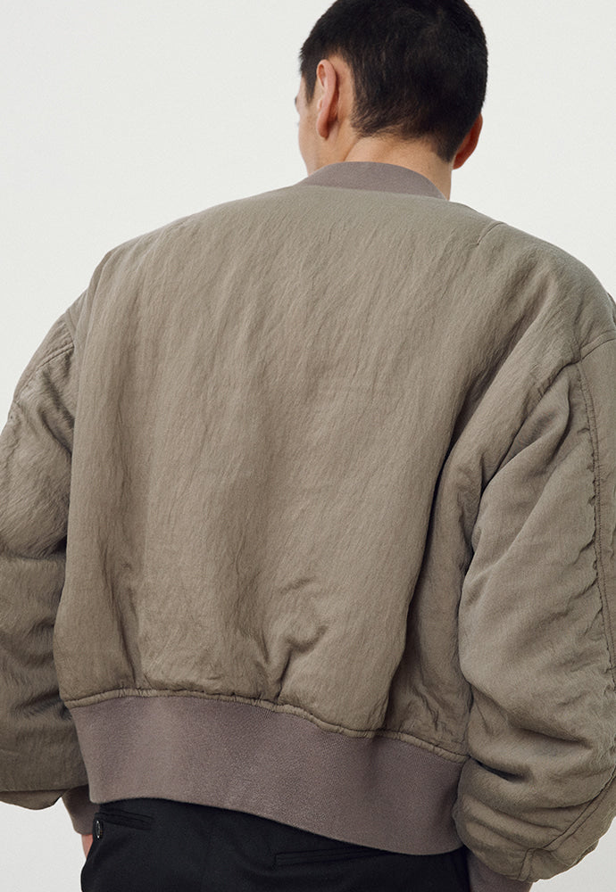 Tonywack - Silk Blend Brushed Bomber Jacket (Pale Olive) product image 6 | TRAB K-Fashion Australia